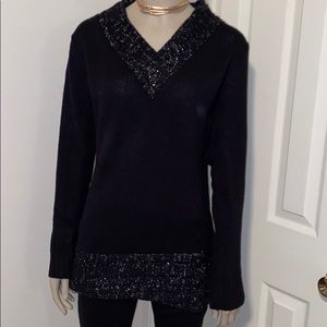 Black Sparkle Accent Tunic Sweater